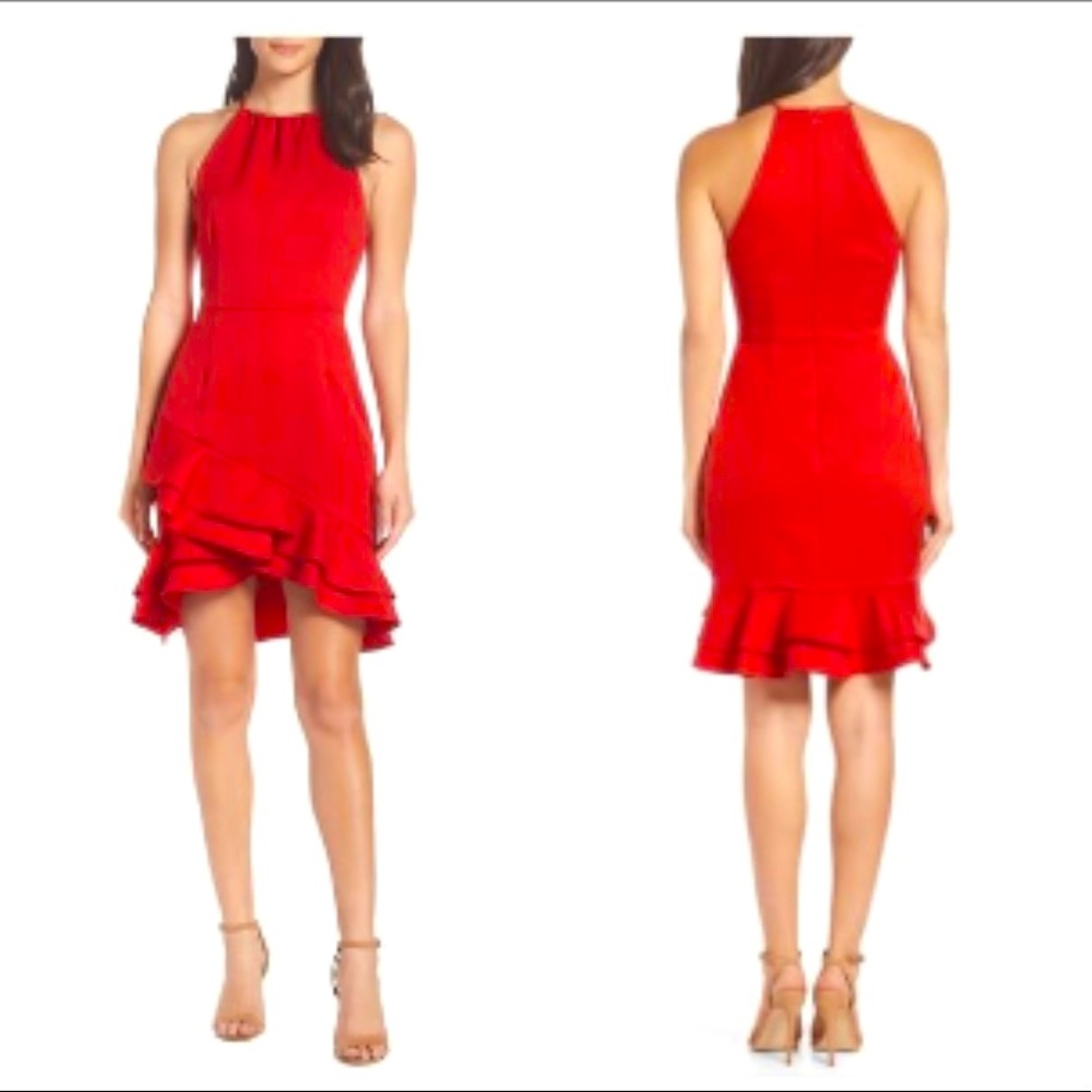 NWT Coopers St. “Senorita” High Neck Ruffle Dress Color: RED Size: 8